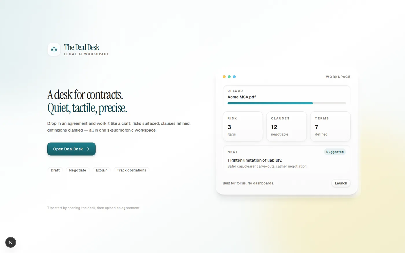 The landing page.