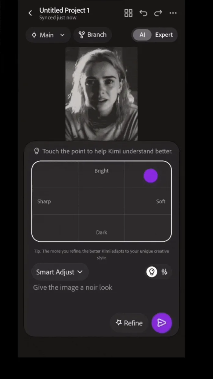The Smart Adjust pad. Touch the point between bright, dark, sharp and soft.